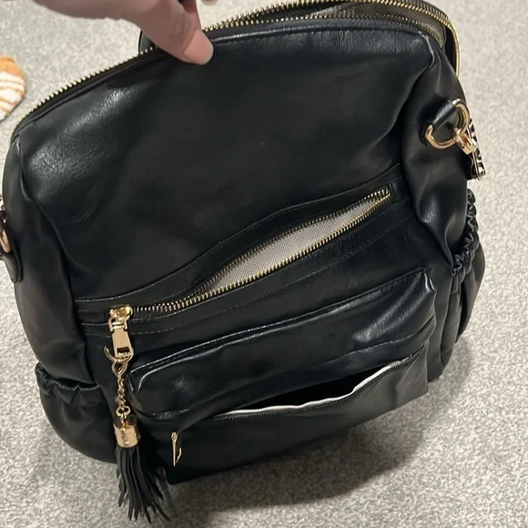 Boutique vegan Leather Backpack with Leopard Strap - Picture 4 of 4